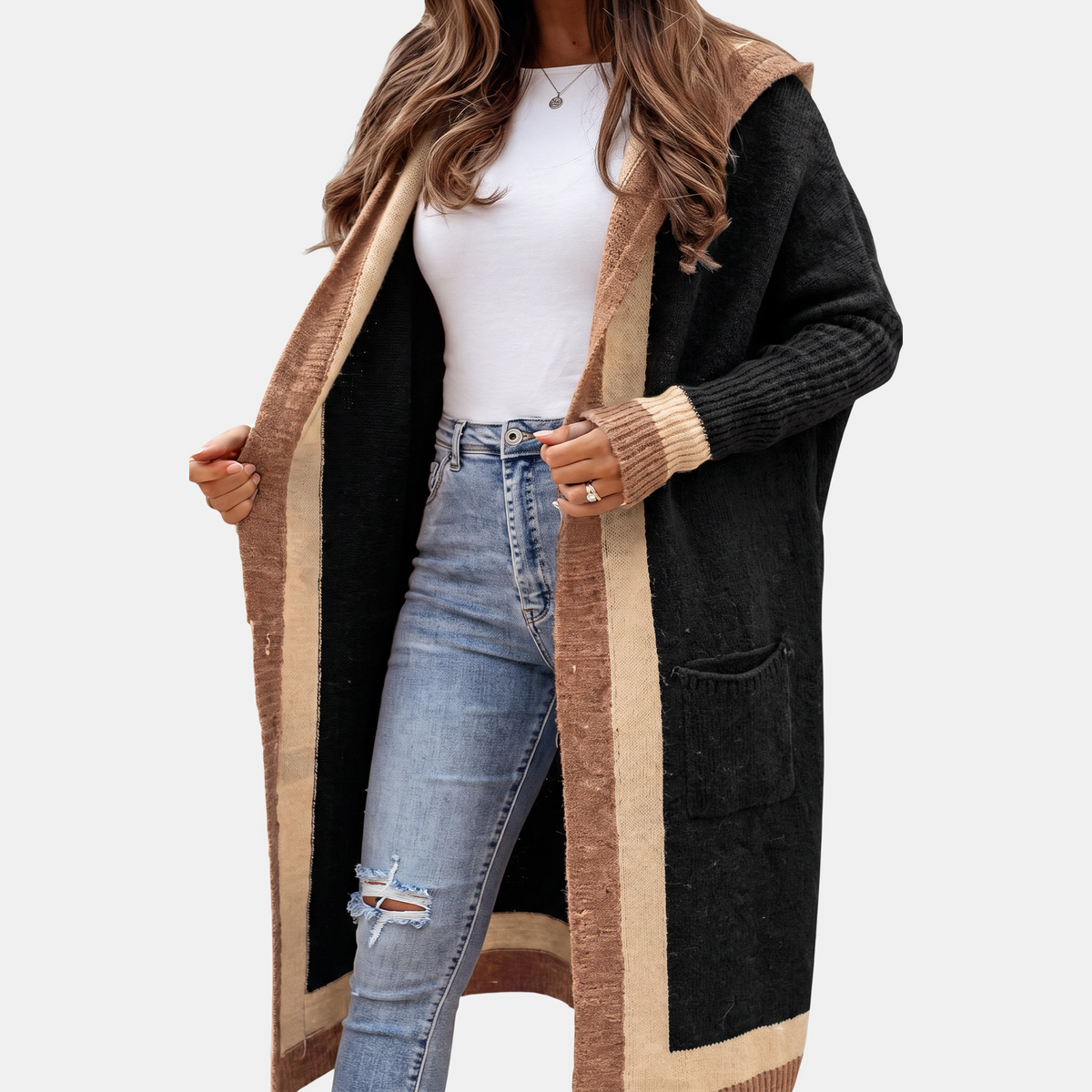 Women's Oversized Open Front Knit Maxi Cardigan Sweater