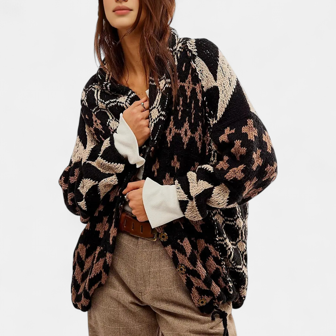 YOLANDA™ – Y2K Abstract Print Oversized Cardigan