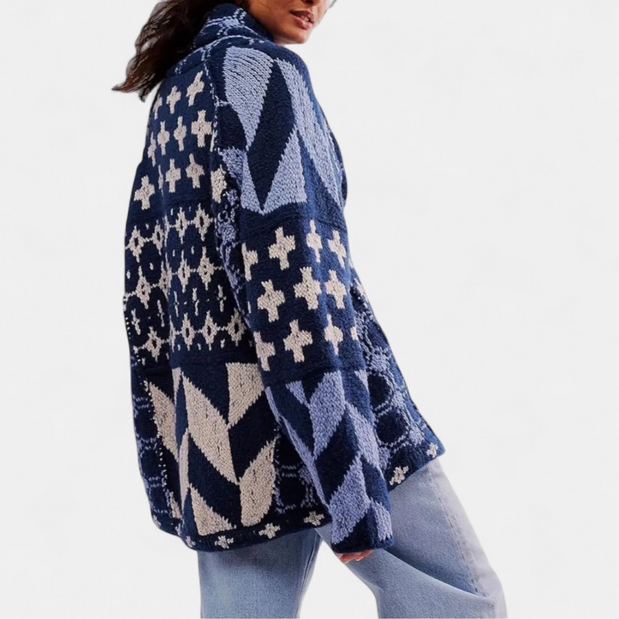 YOLANDA™ – Y2K Abstract Print Oversized Cardigan