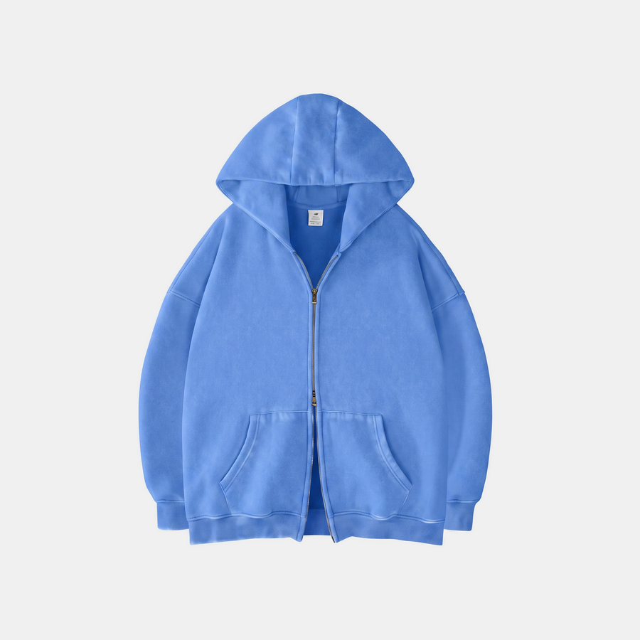 Women's Oversized Zip Up Hoodie Double Zipper Kangaroo Pocket
