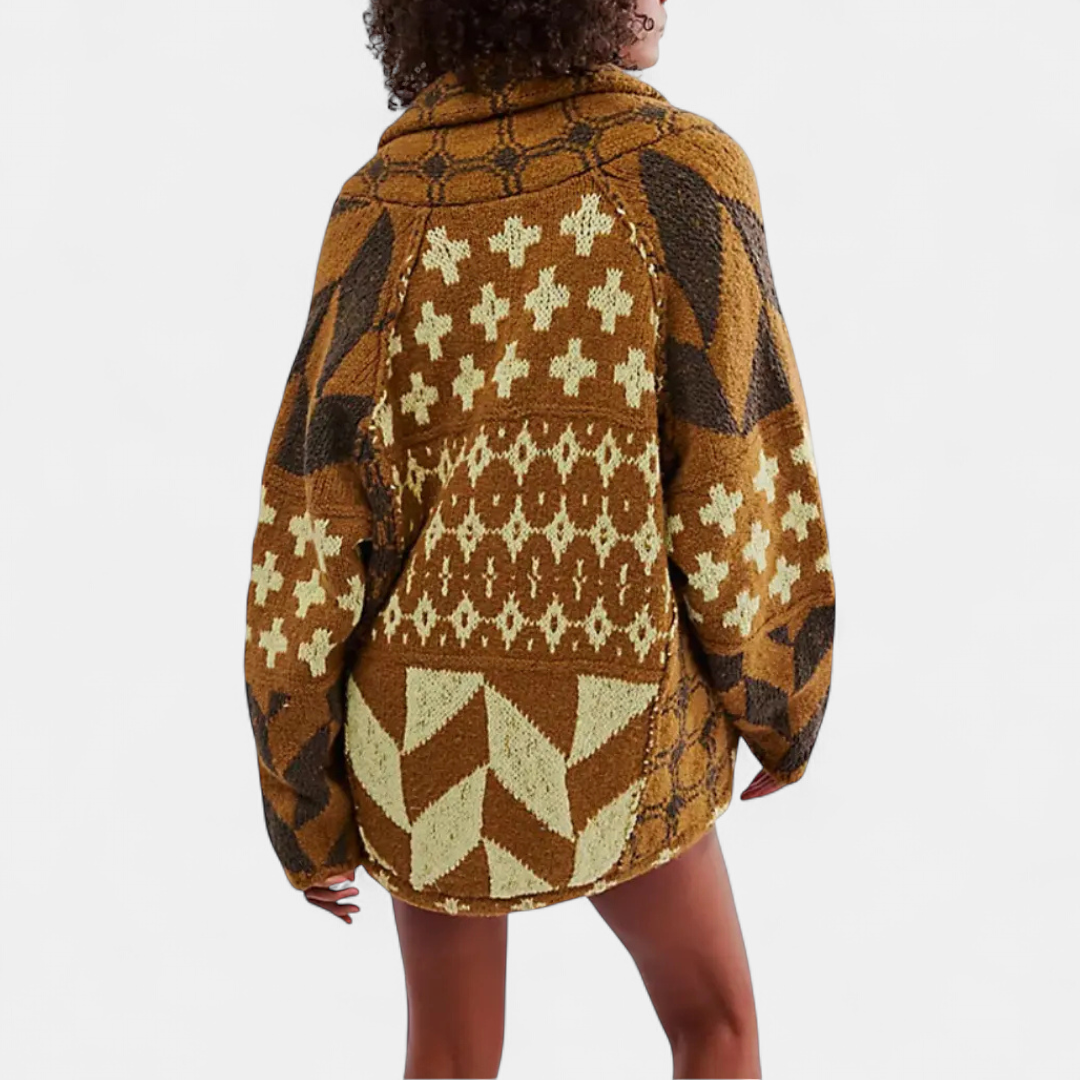 YOLANDA™ – Y2K Abstract Print Oversized Cardigan