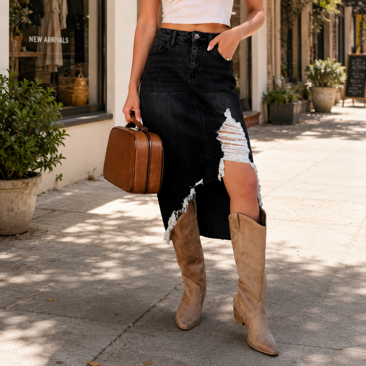 BLAKE™ – Relaxed High-Waist Denim Maxi Skirt