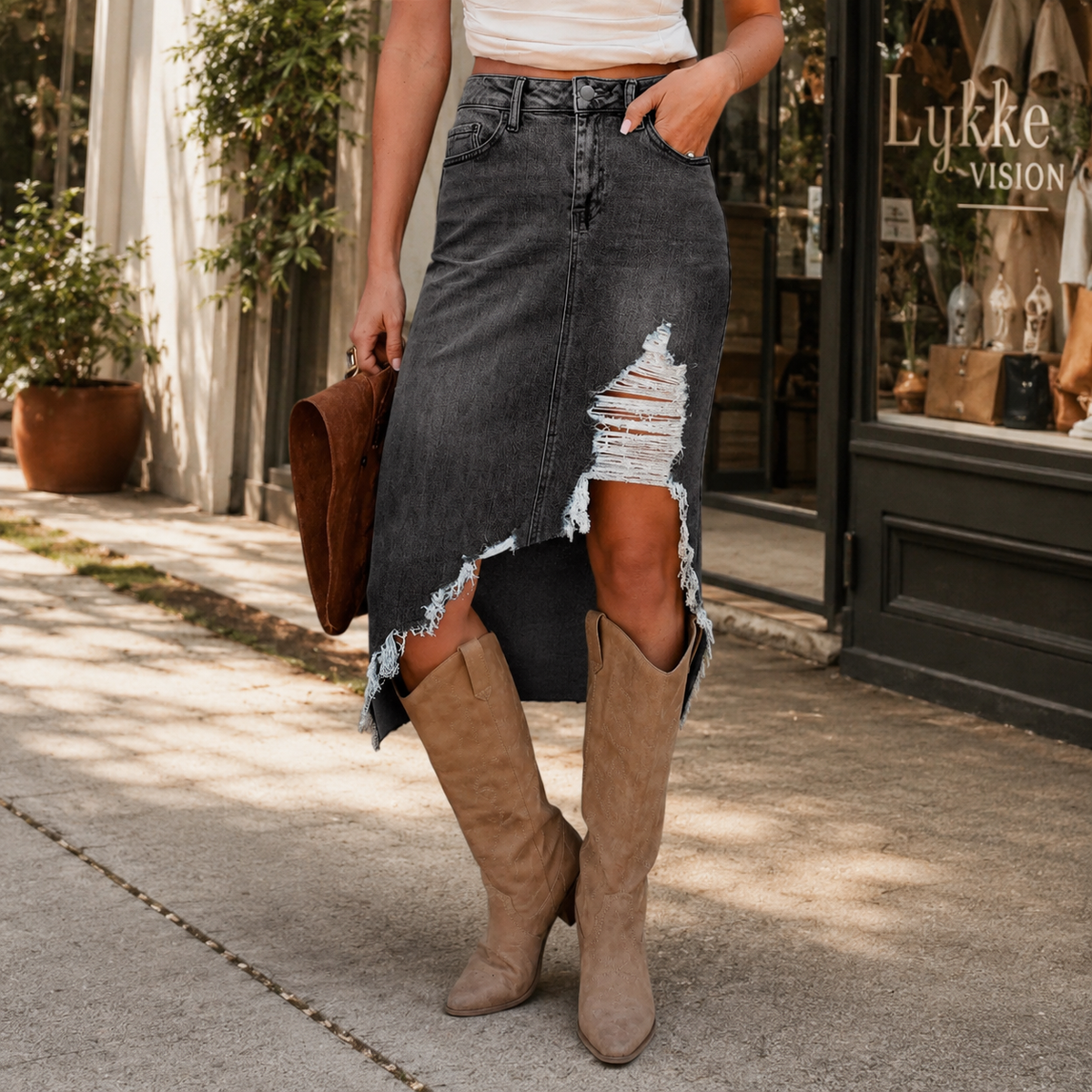BLAKE™ – Relaxed High-Waist Denim Maxi Skirt