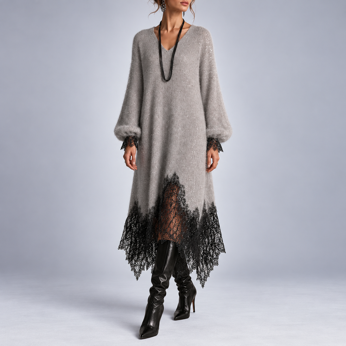 Mireille | Asymmetric Shimmer Knit Dress