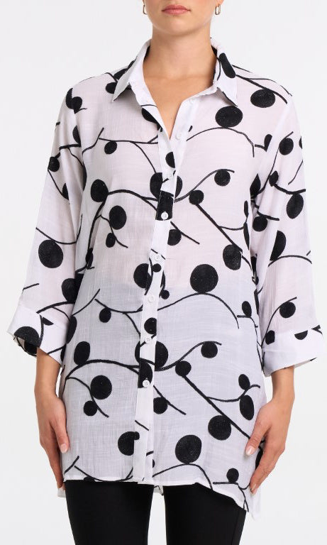 Abstract Print Button Front Tunic