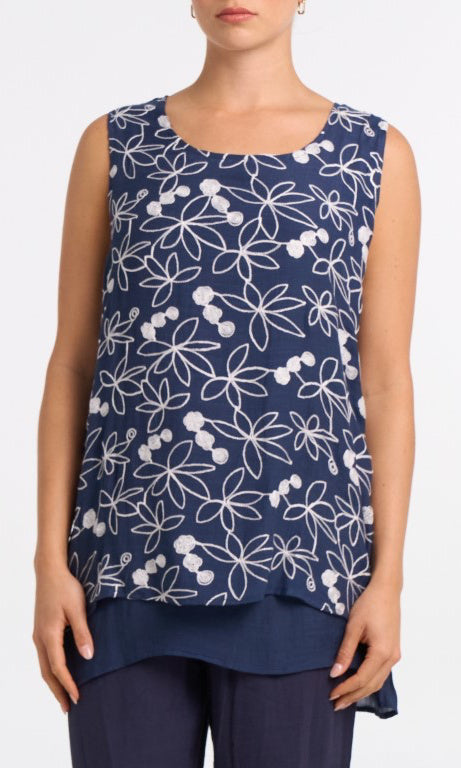 Printed Overlay Sleeveless Tunic