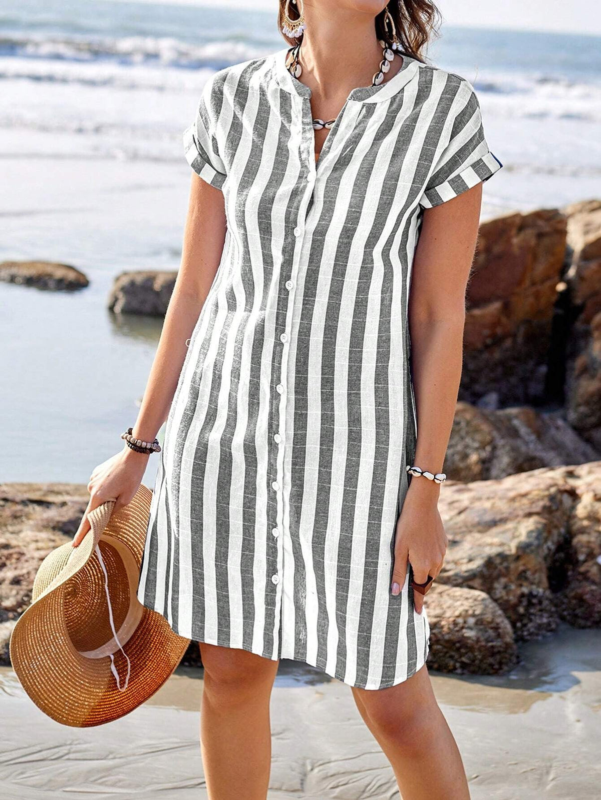 Martine | Coastal Chic – Lightweight Striped Shirt Dress