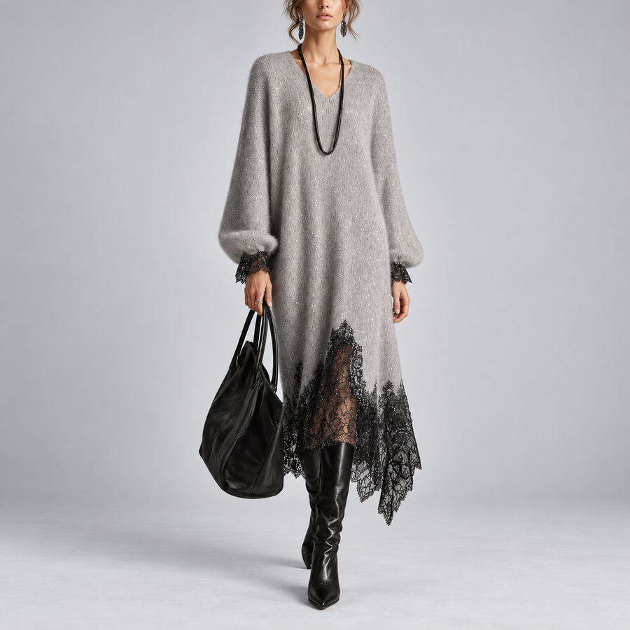 Mireille | Asymmetric Shimmer Knit Dress