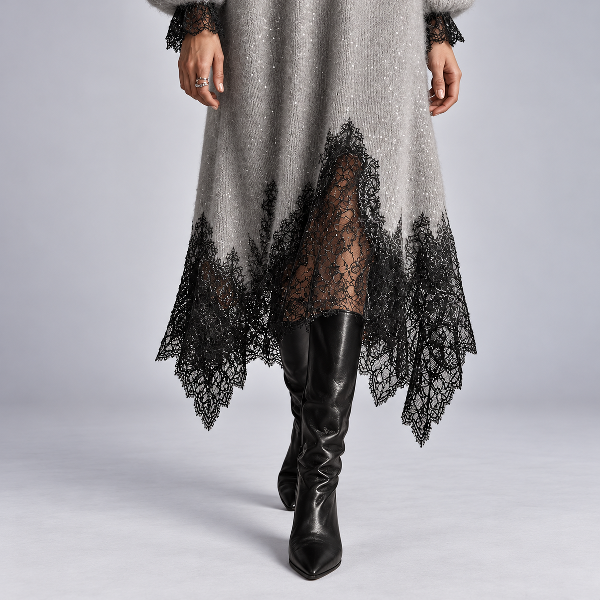 Mireille | Asymmetric Shimmer Knit Dress