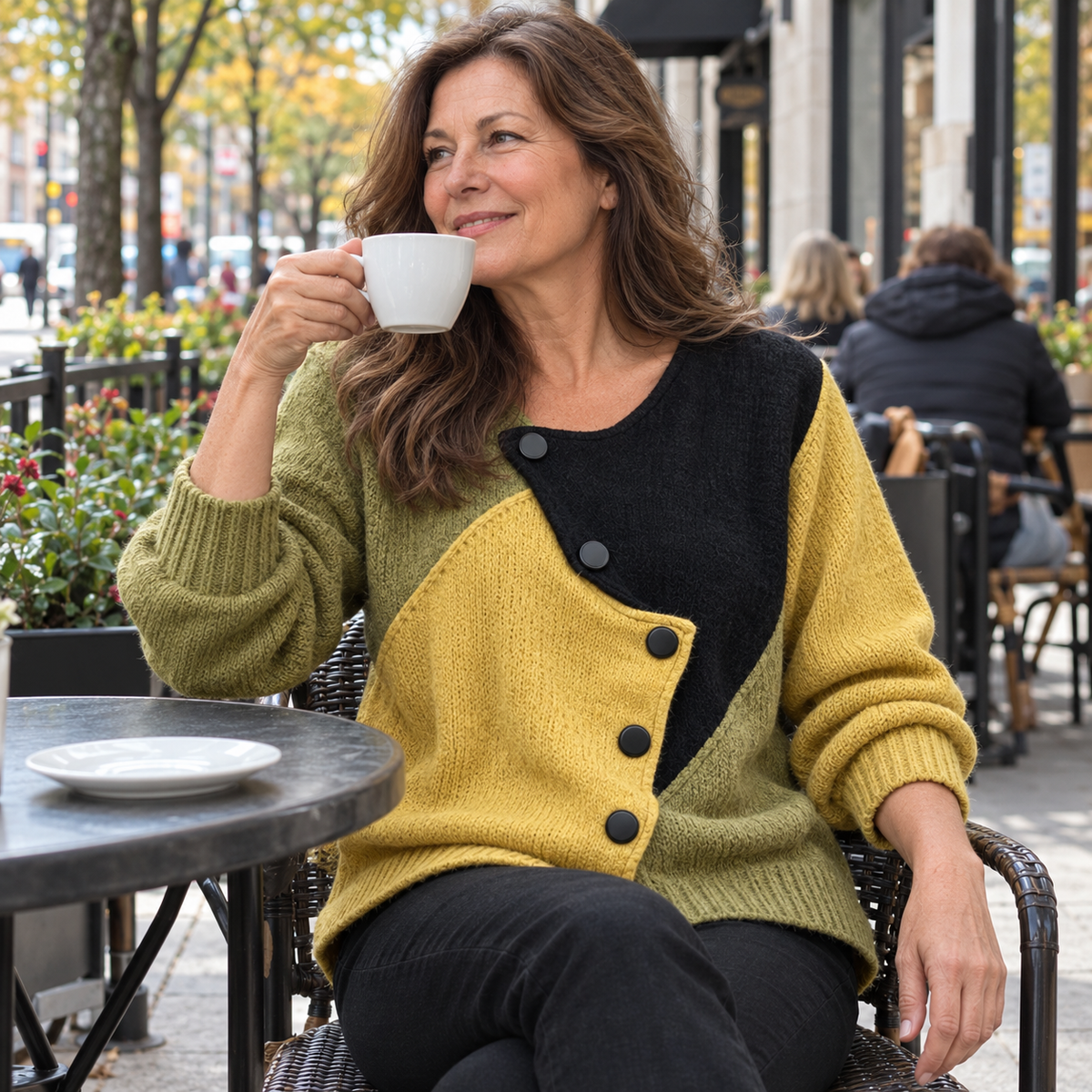 Catherine | Asymmetric Colour-Block Sweater