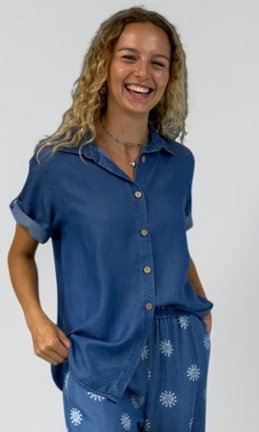 Relaxed Tencel Button Front Shirt