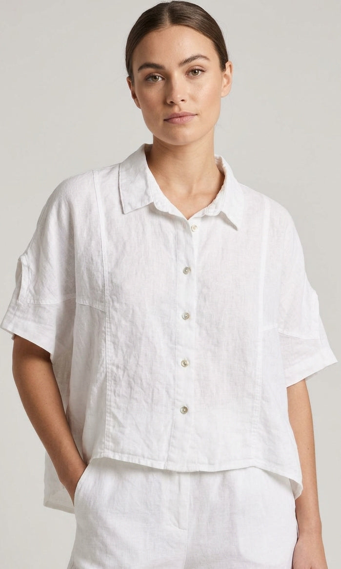 Relaxed Linen Button Front Shirt