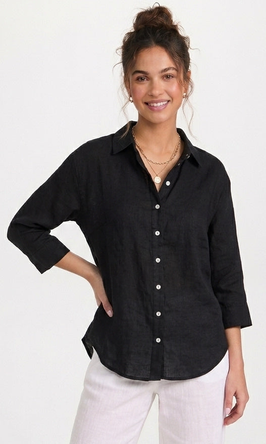 Classic Linen Button Front Shirt