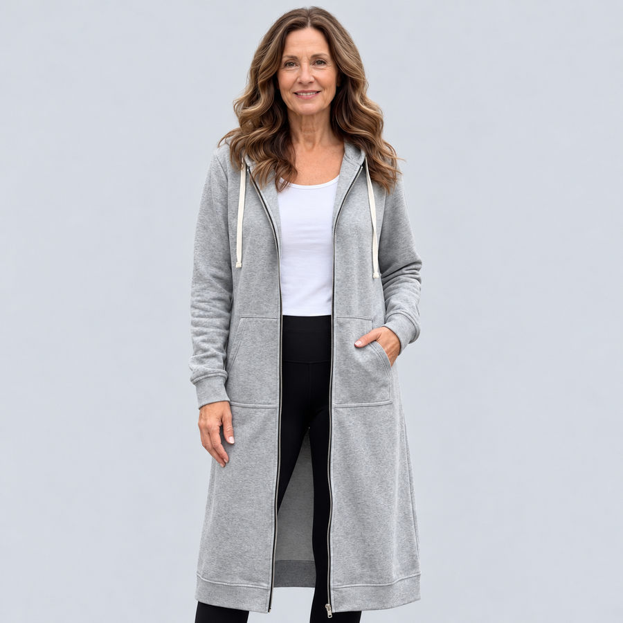 BRIXLEY™ – Relaxed Zip-Up Longline Cardigan