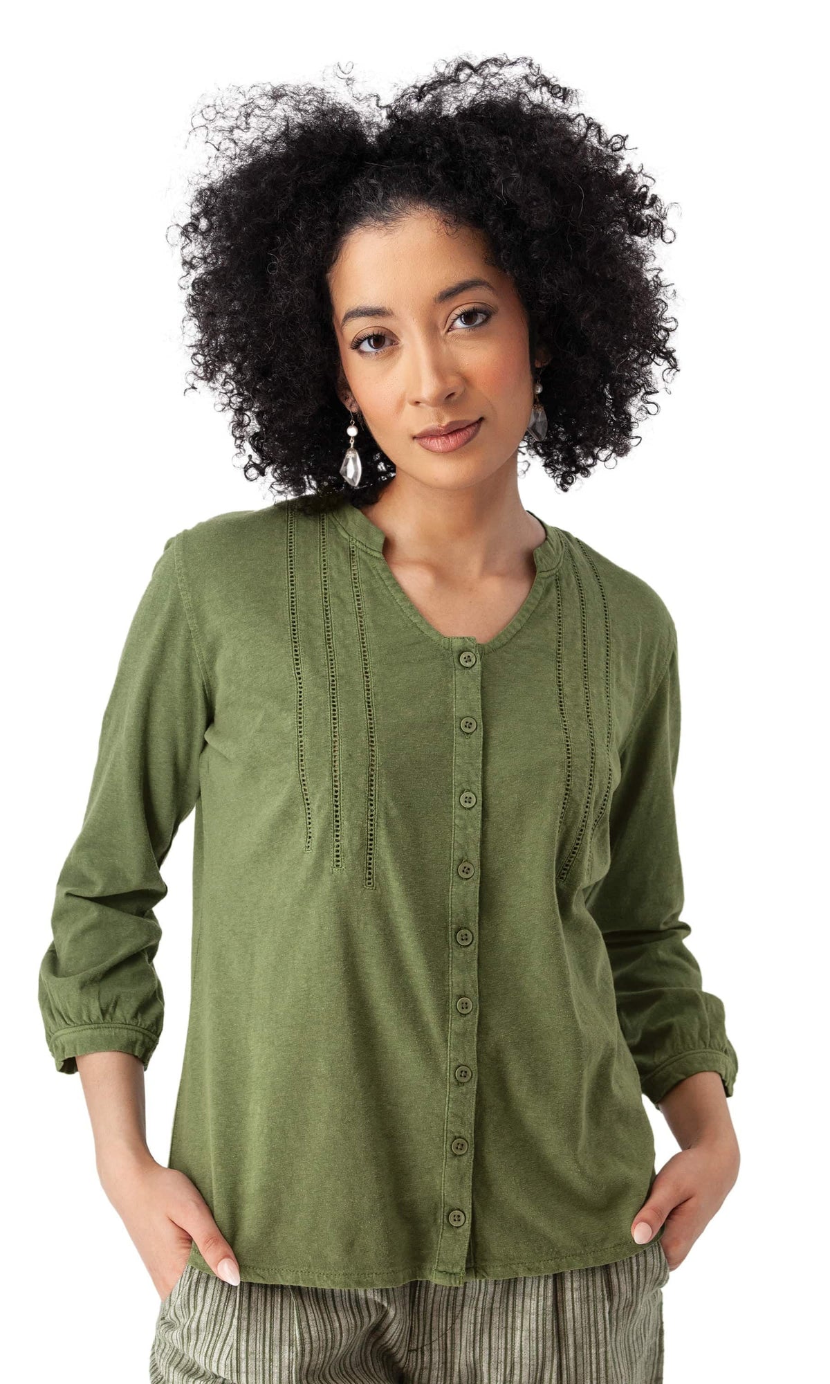 Organic Cotton Hemp Button-Front Blouse