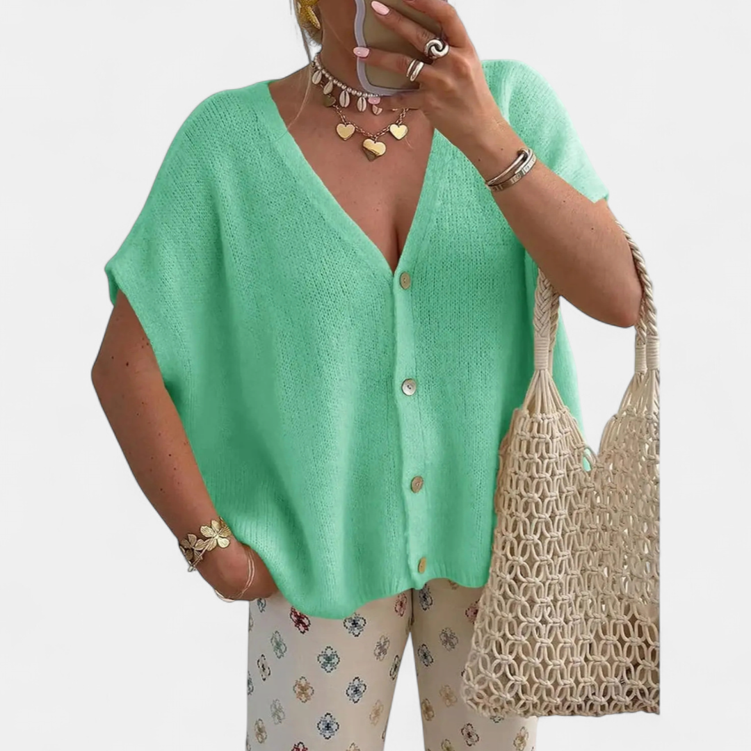 JUNIE™ – Relaxed V-Neck Knit Cardigan
