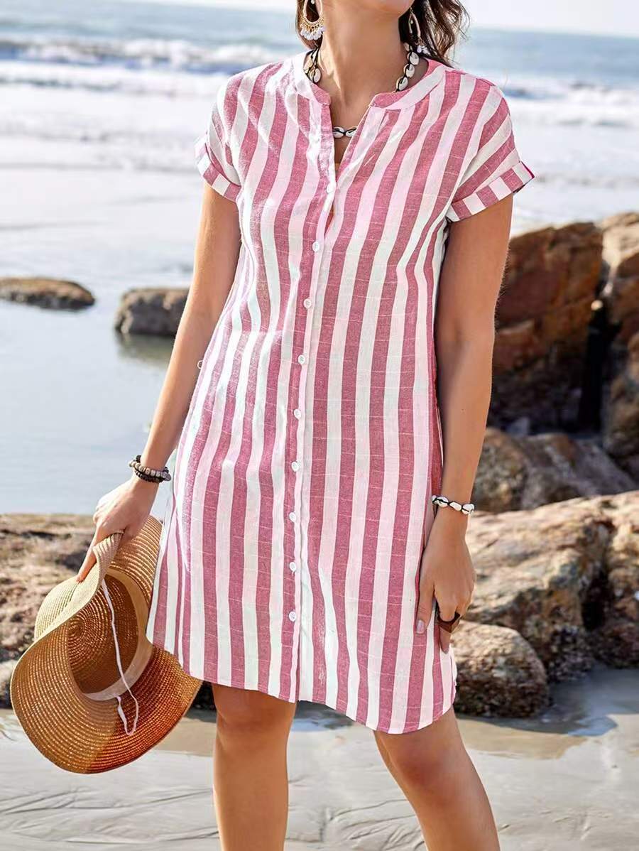 Martine | Coastal Chic – Lightweight Striped Shirt Dress