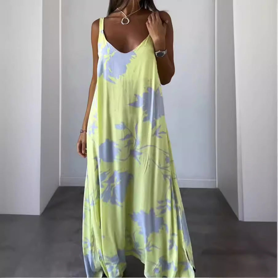 Elegant Floral Print Loose Maxi Dress