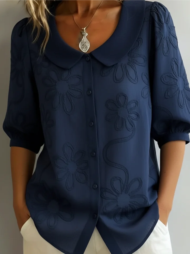 Marie | Elegant Embroidered Floral Blouse