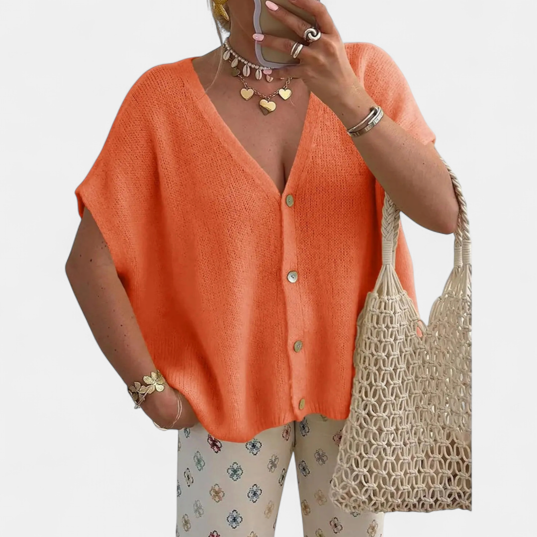 JUNIE™ – Relaxed V-Neck Knit Cardigan