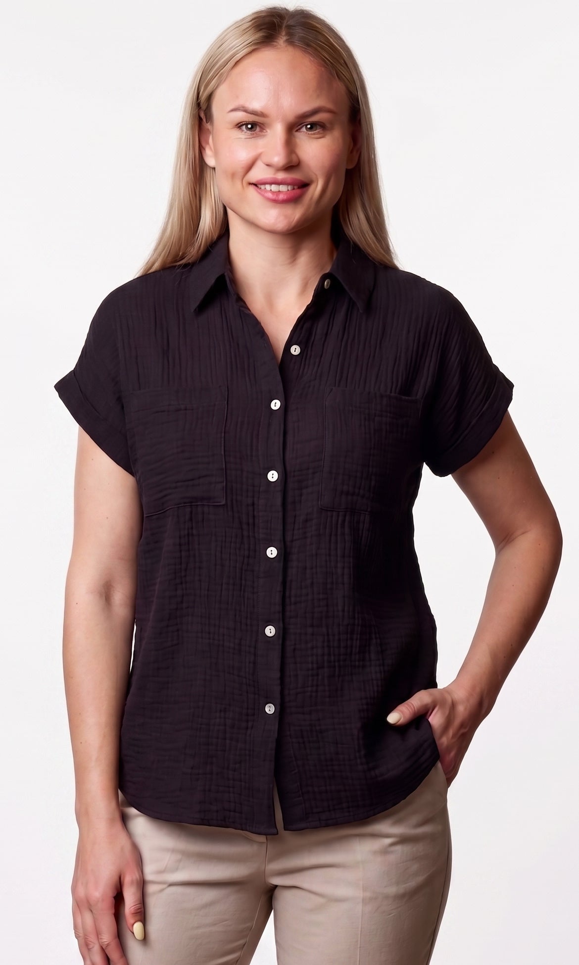 Double Gauze Button Front Shirt