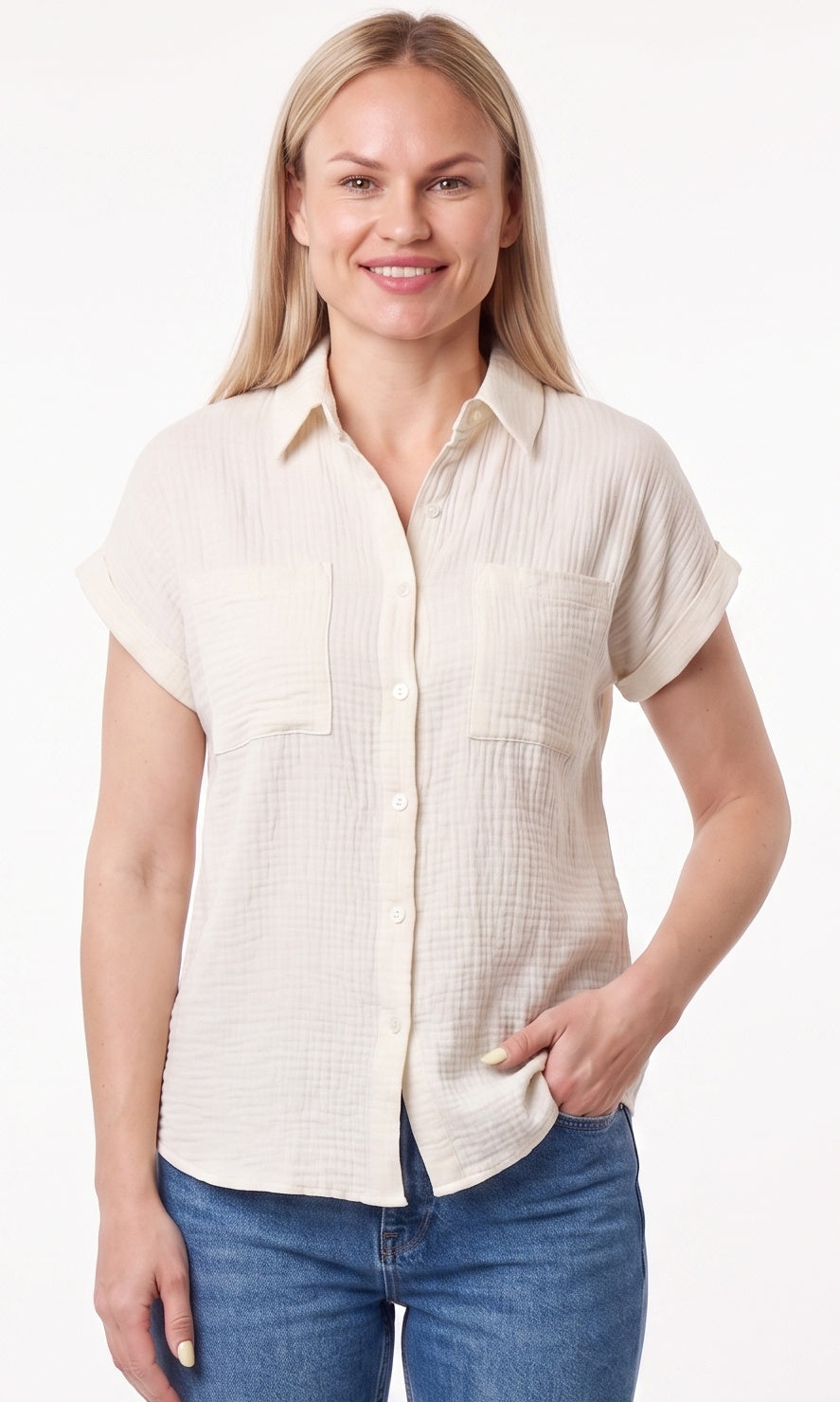 Double Gauze Button Front Shirt