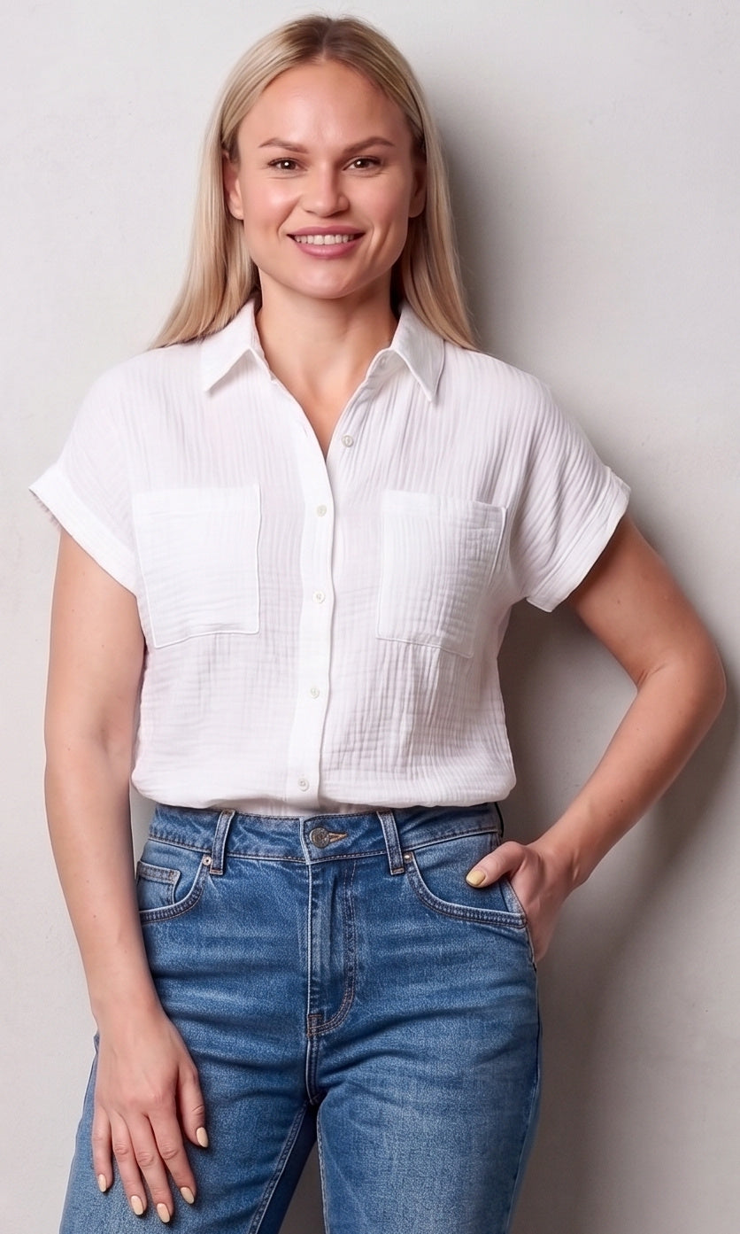 Double Gauze Button Front Shirt