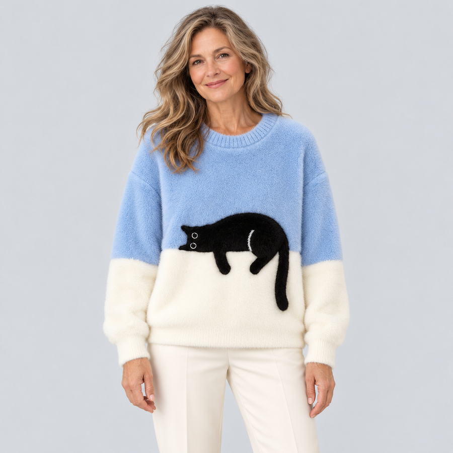 Bonnie™ — Cat Print Oversized Sweater