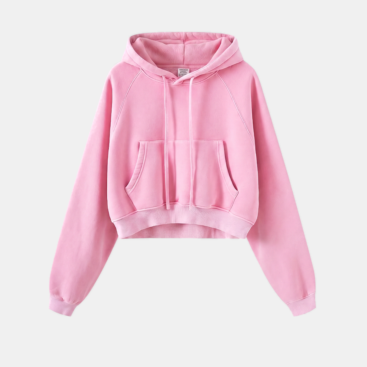 Women's Acid Wash Cropped Oversized Hoodie with Kangaroo Pocket