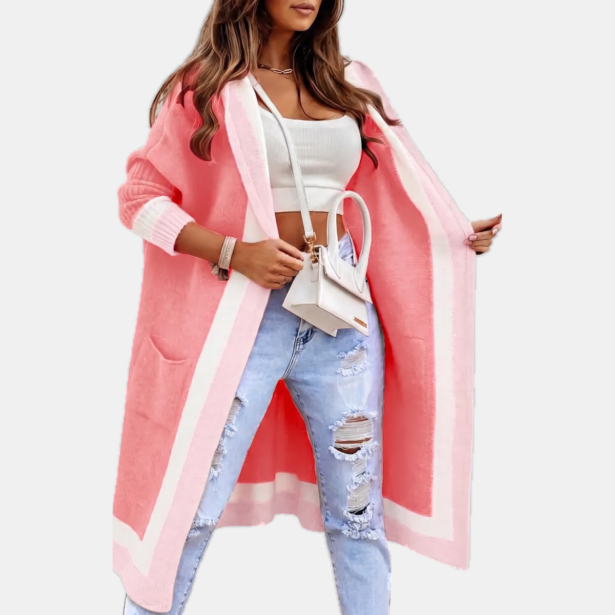 Women's Oversized Open Front Knit Maxi Cardigan Sweater