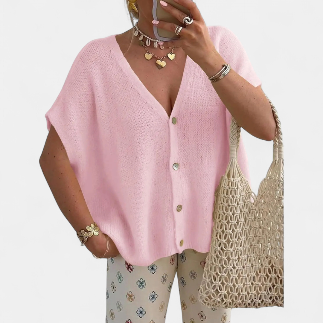 JUNIE™ – Relaxed V-Neck Knit Cardigan
