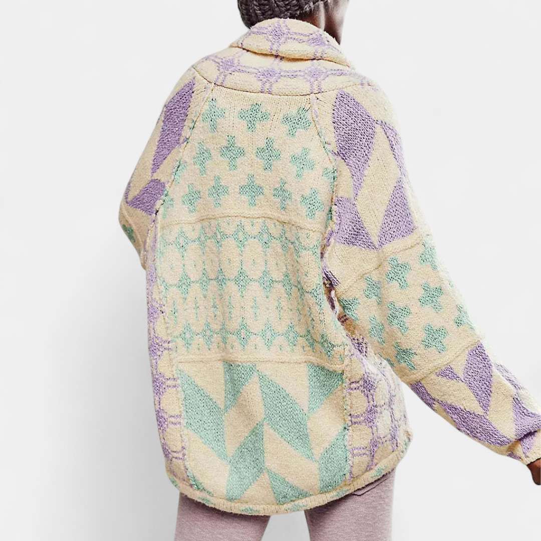 YOLANDA™ – Y2K Abstract Print Oversized Cardigan