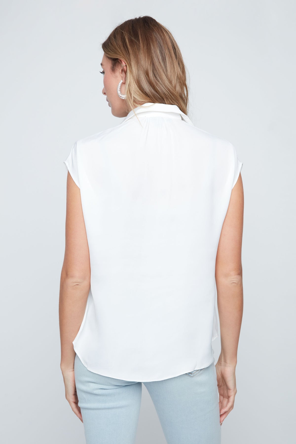 Cap Sleeve Button Front Blouse