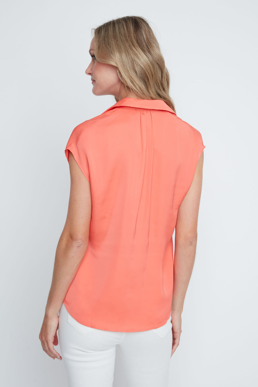 Cap Sleeve Button Front Blouse
