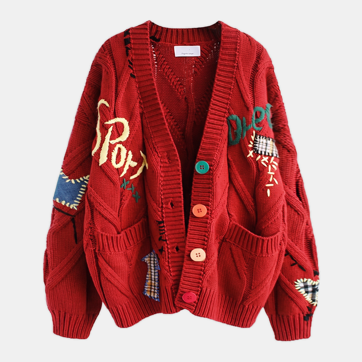 Women's Embroidered Cable Knit Cardigan Sweater