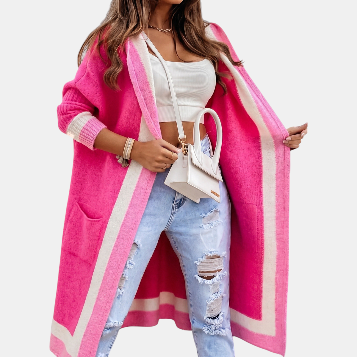Women's Oversized Open Front Knit Maxi Cardigan Sweater