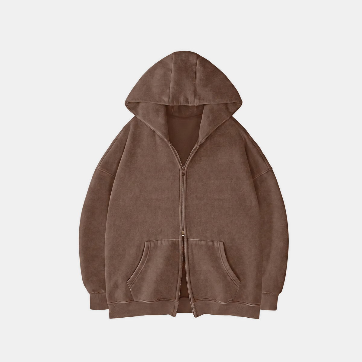 Women's Oversized Zip Up Hoodie Double Zipper Kangaroo Pocket