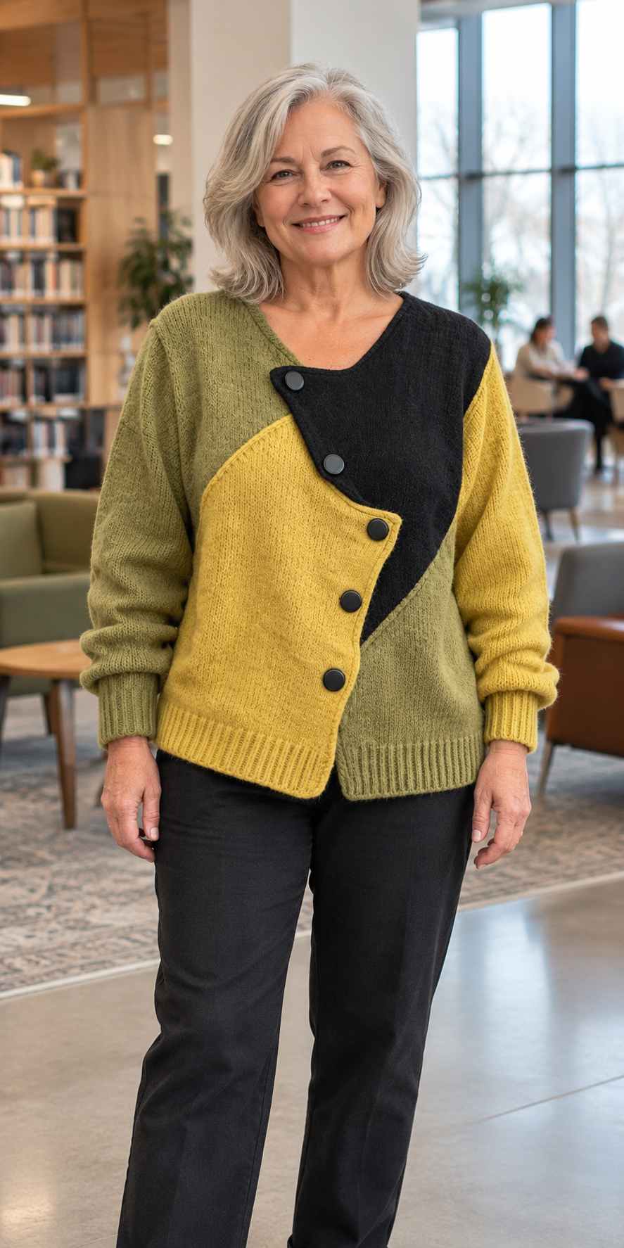 Catherine | Asymmetric Colour-Block Sweater