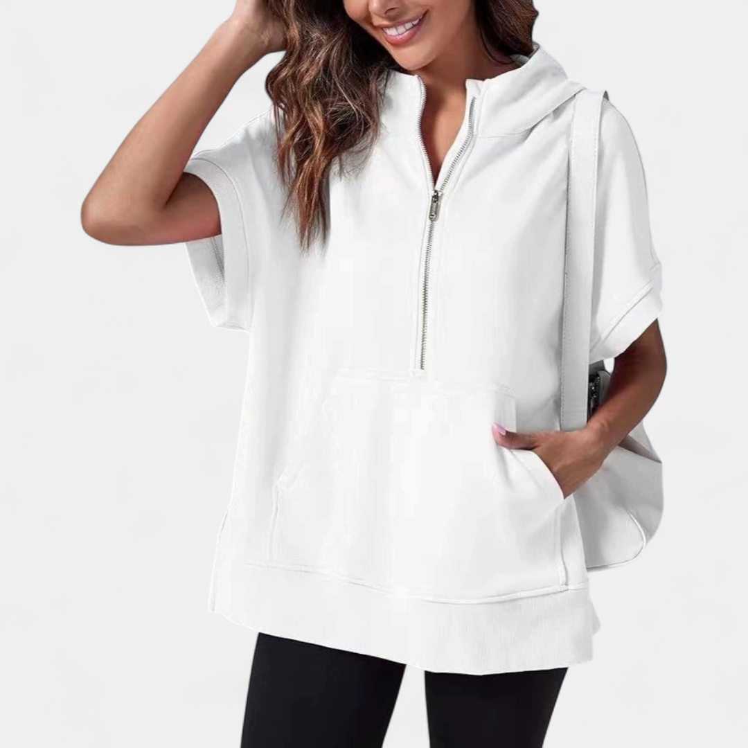 WINNIE™ – Relaxed Hooded Short-Sleeve Sweatshirt