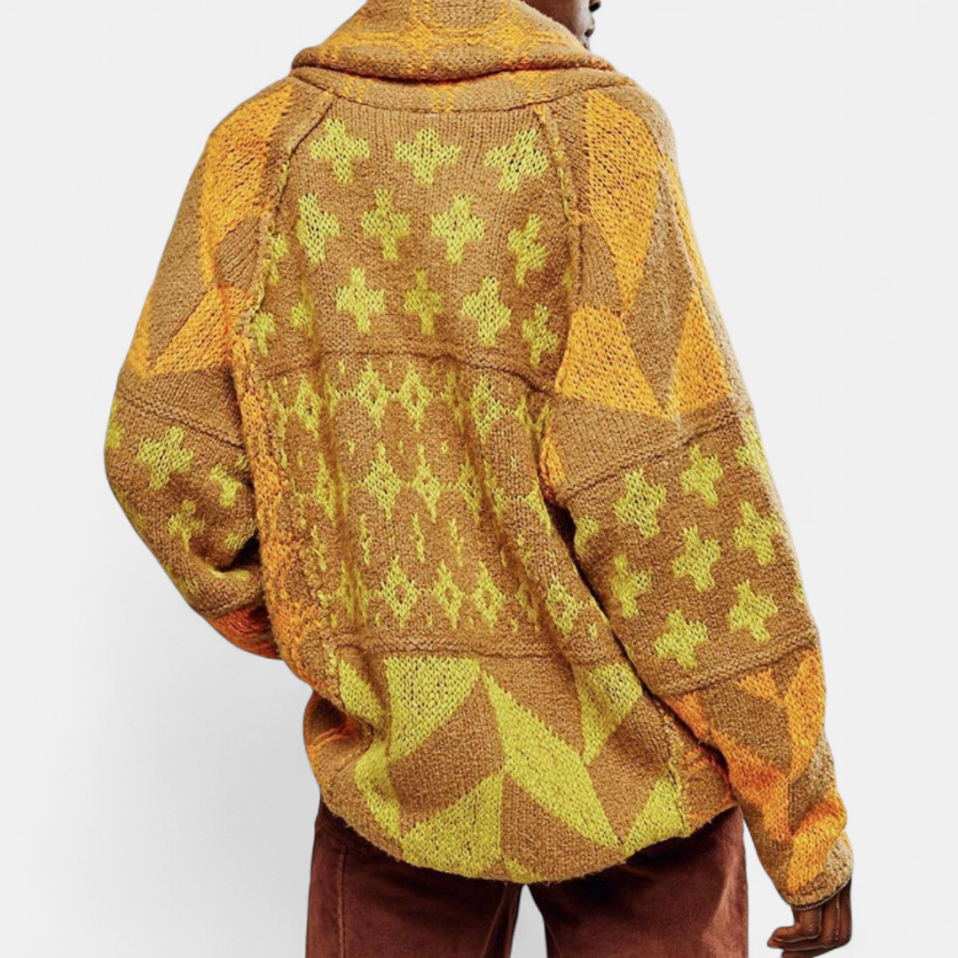 YOLANDA™ – Y2K Abstract Print Oversized Cardigan