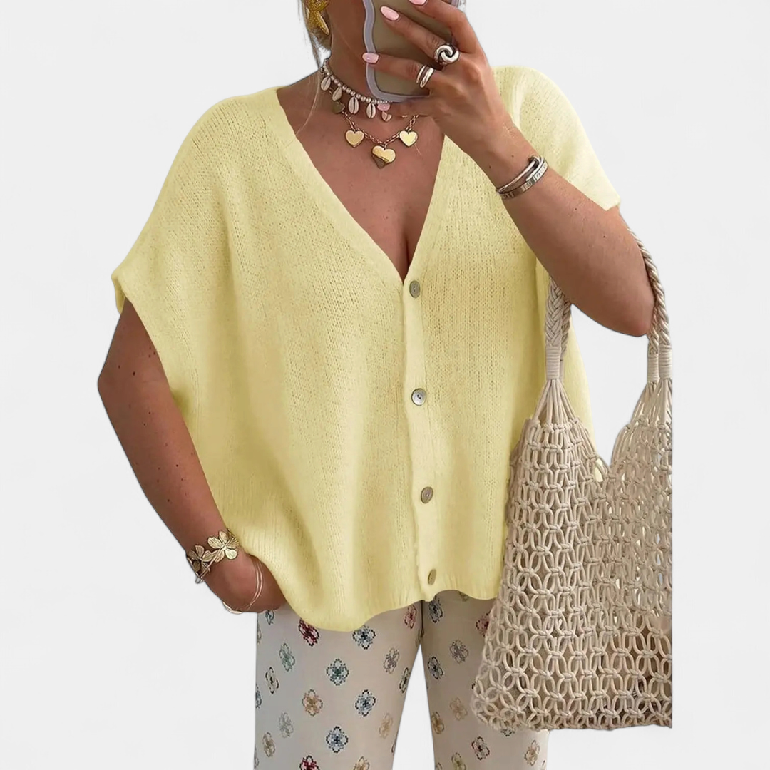 JUNIE™ – Relaxed V-Neck Knit Cardigan