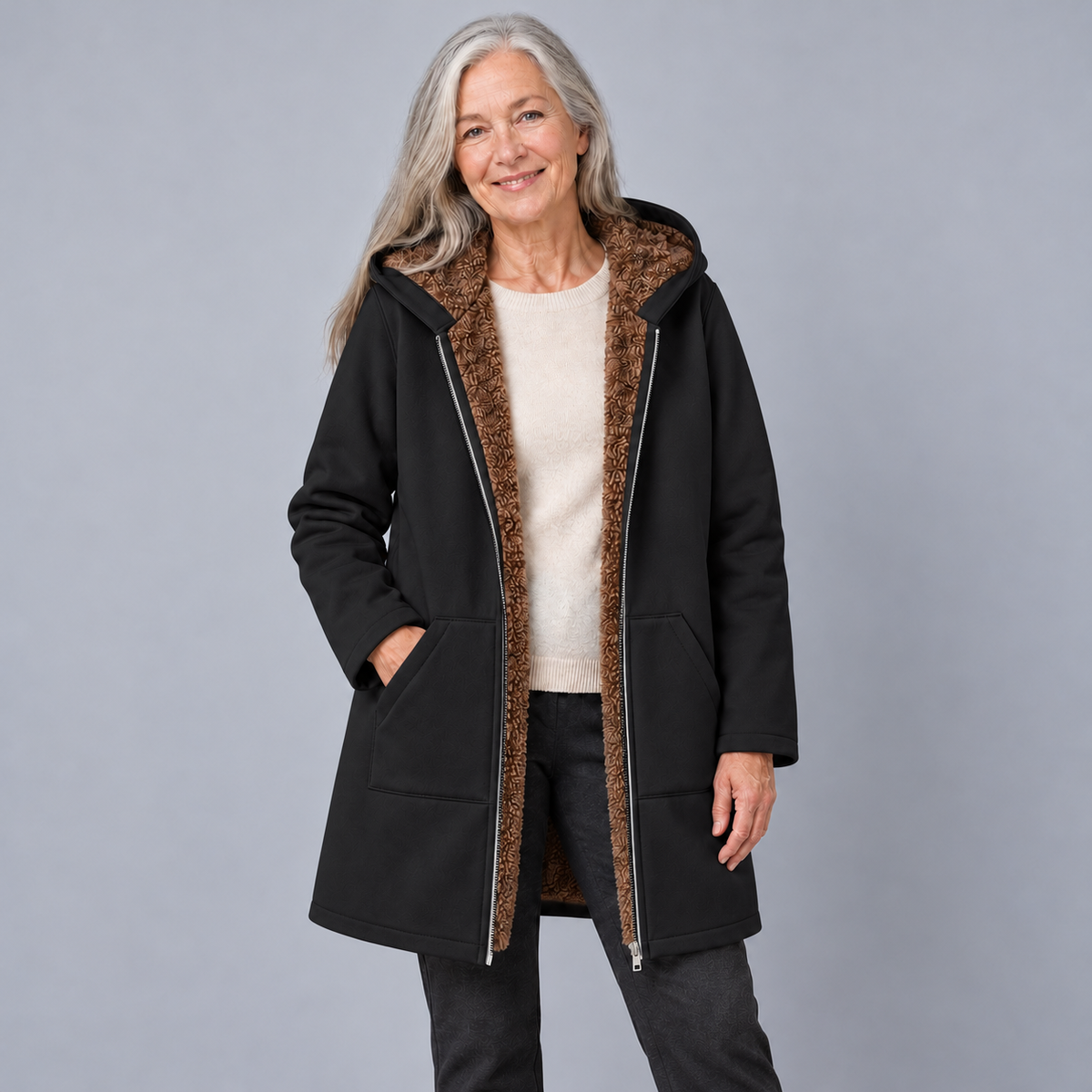 Evelyn™ | Cozy Lined Hooded Coat
