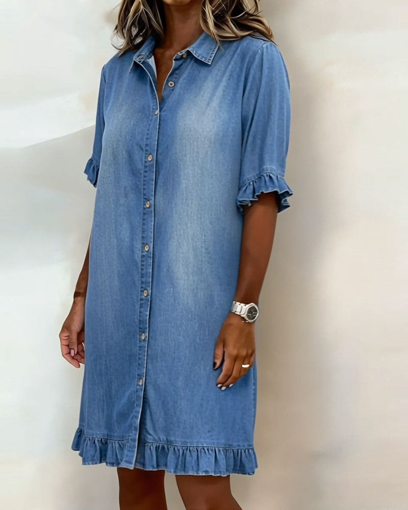 Aria | Comfortable Denim Dress with Flattering Ruching