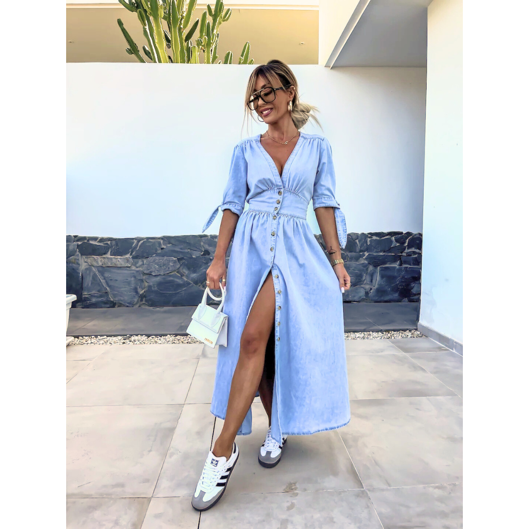 MARGOT – Elegant V-Neck Midi Dress