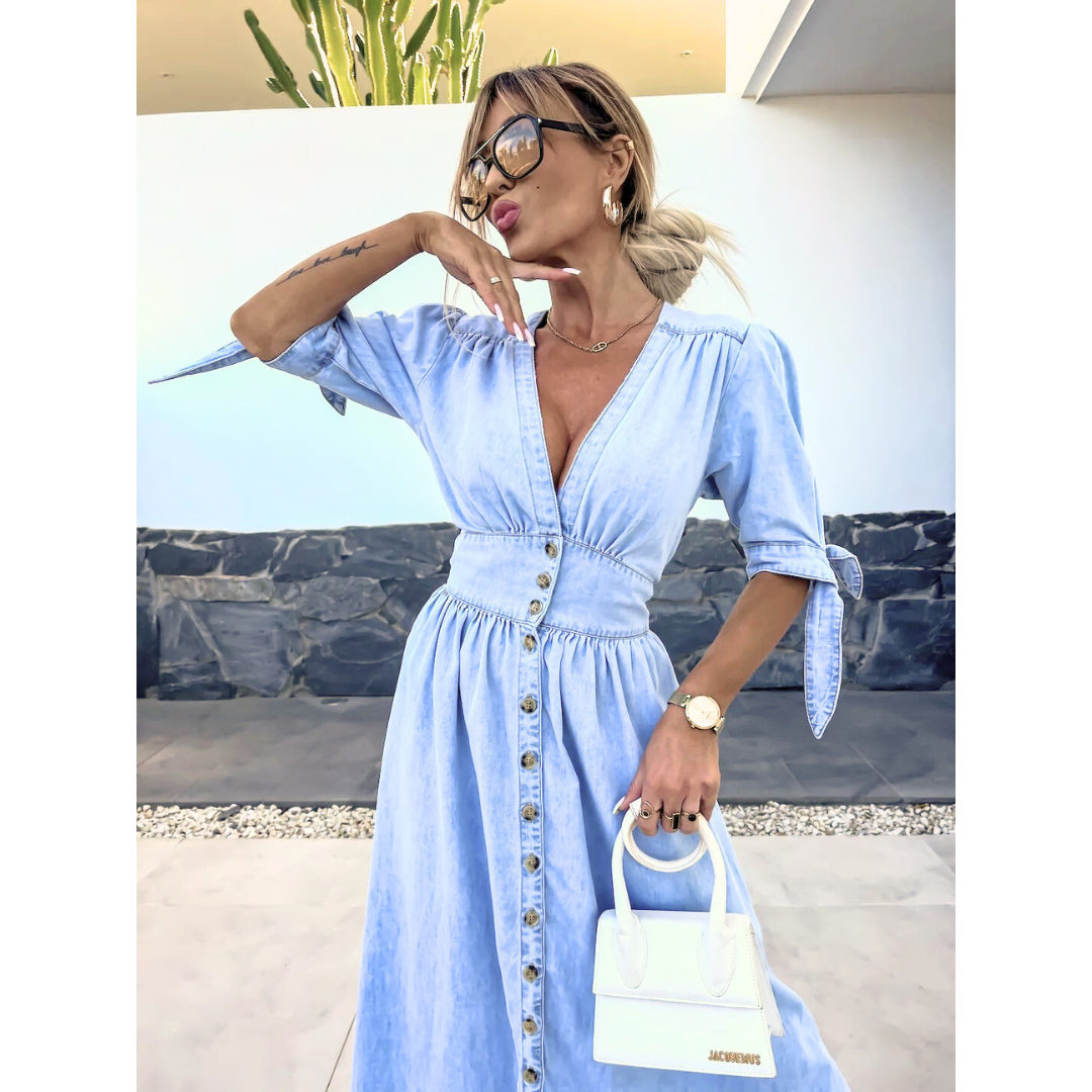 MARGOT – Elegant V-Neck Midi Dress