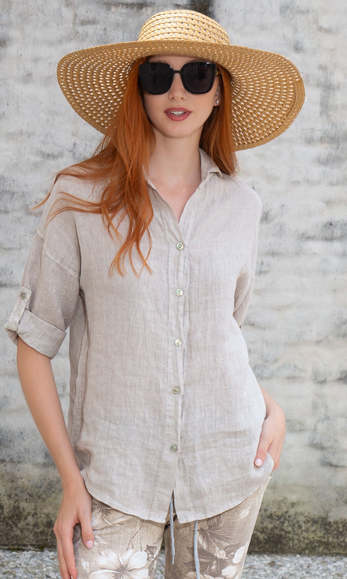 Classic Linen Roll-Tab Shirt