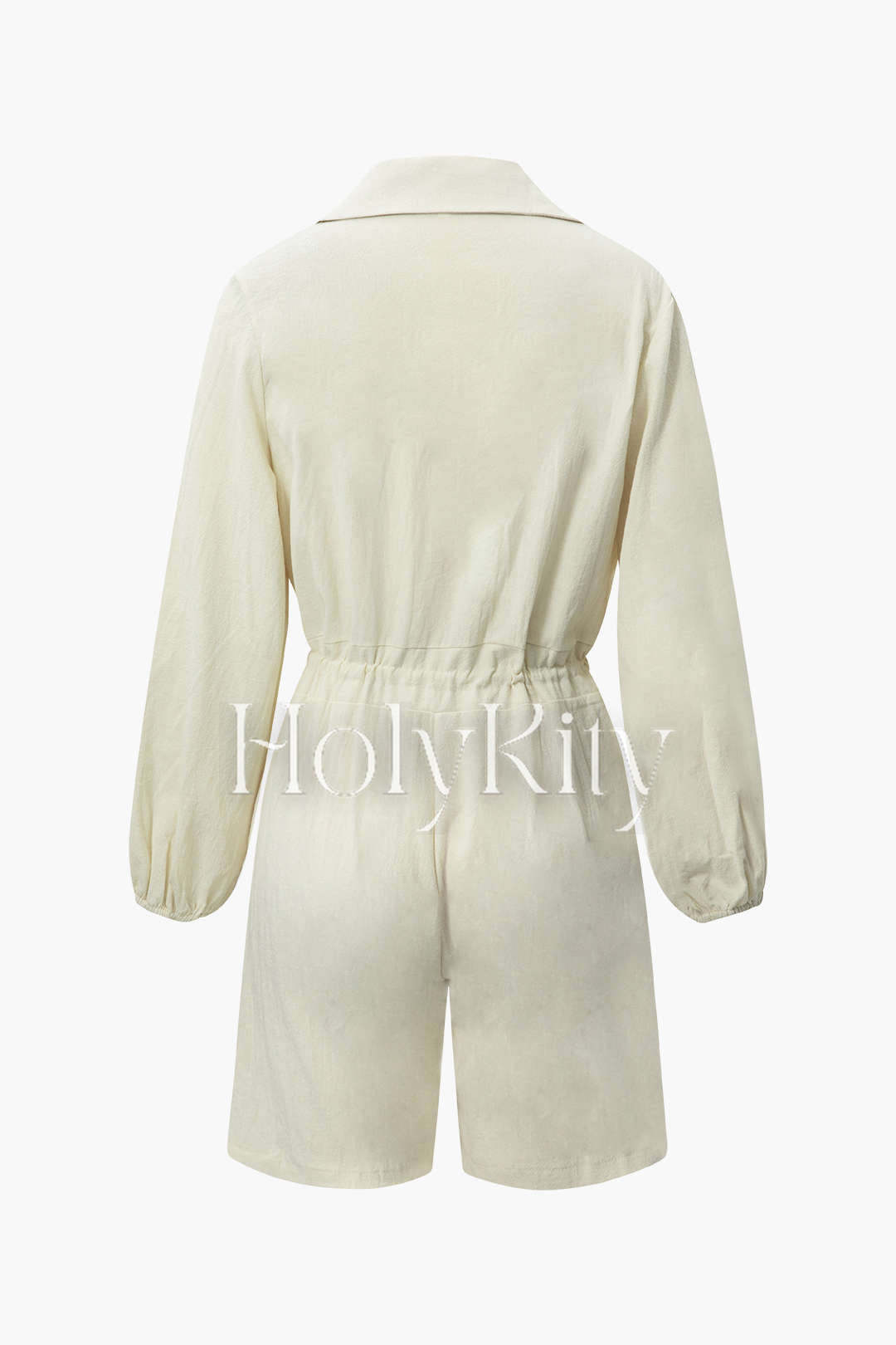 Long Sleeve Drawstring Waist Romper