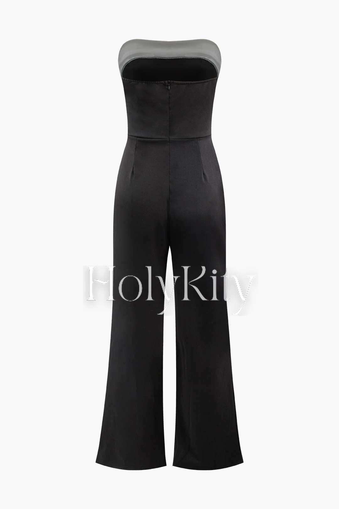 Strapless Wide Leg Belted Jumpsuit