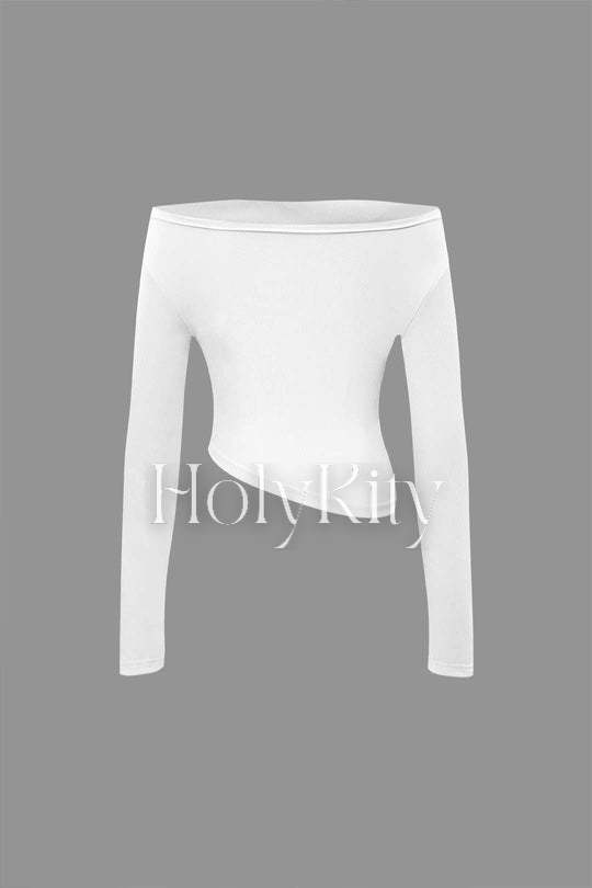 Off Shoulder Ruched Asymmetric Top And Straight Leg Pants Set