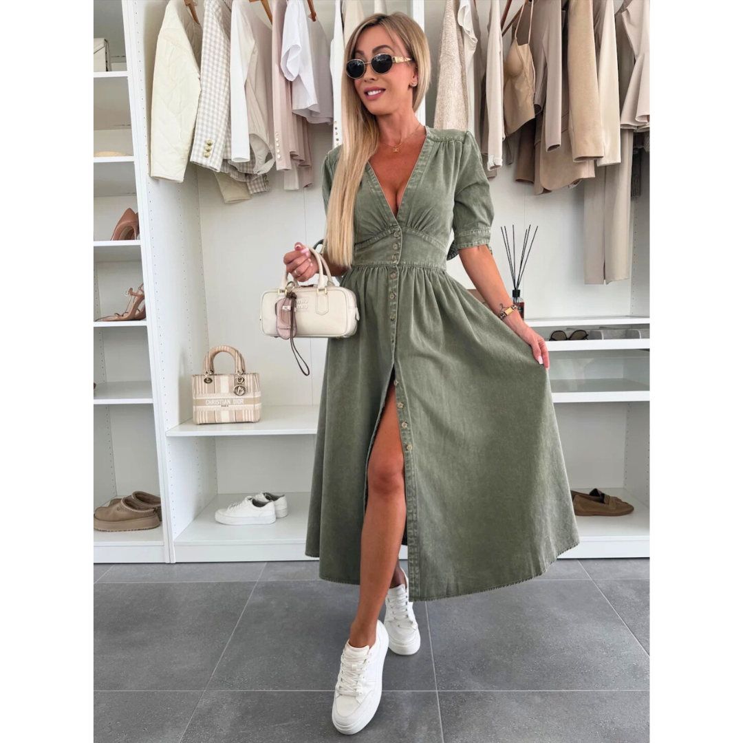 MARGOT – Elegant V-Neck Midi Dress